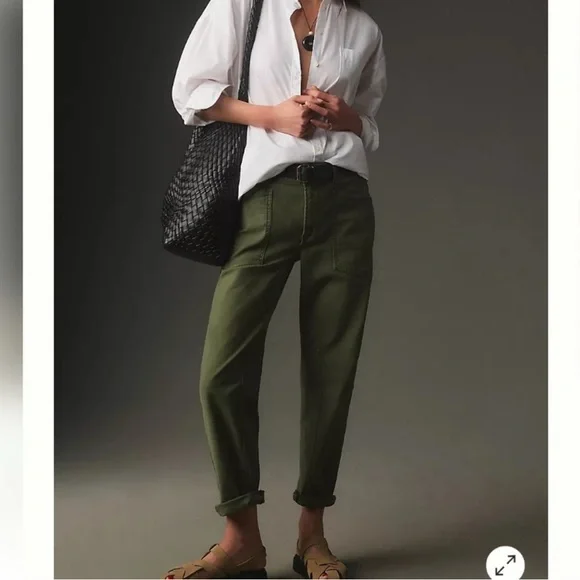 Anthropologie Pilcro The Wanderer Jeans Womens 28 Green Cotton High Rise Pants - Picture 2 of 6